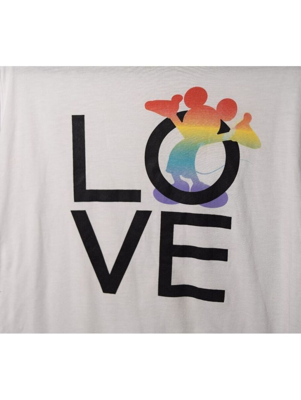 Disney Mickey Mouse Rainbow Pride LOVE Graphic T-Shirt White Size L - Picture 4 of 5